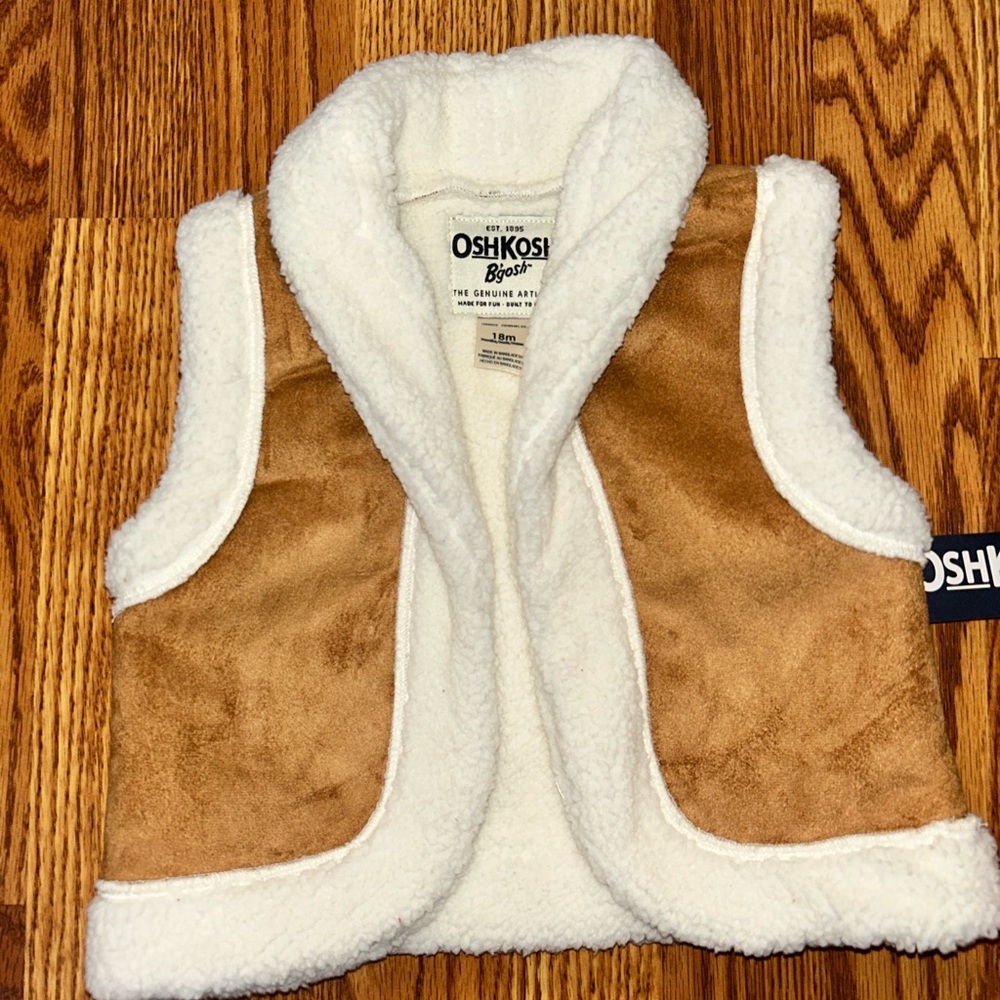 OshKosh B'gosh Cream and Brown Sherpa Vest